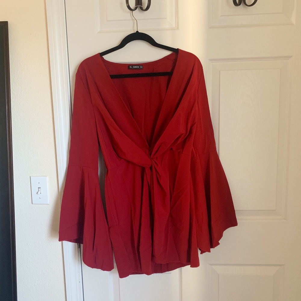 Red dress V neck: Party or cocktails Dress